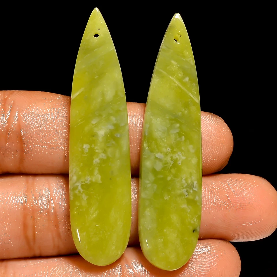 Par de piedras preciosas perforadas cabujón pera jade verde natural 49 quilates 51x12x4 mm DE-261 Foto 1 de 1