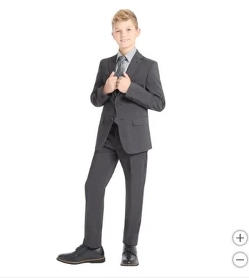 Kenneth Cole Boys Suit Gray Grey Jacket Pants Pockets Adjustable Waist Slim Fit - Image 1 of 4