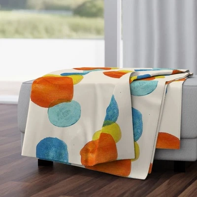 Watercolor Circles Mid Century Circles Retro Large Scale Printed Throw Blanket - Image 1 of 4