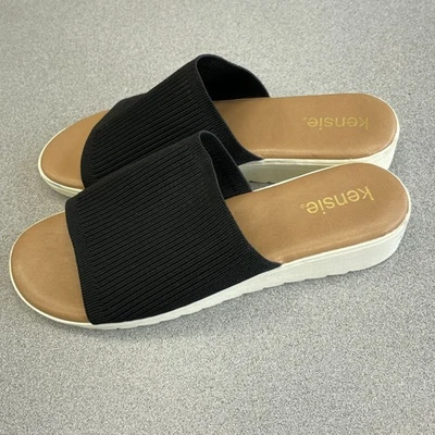 NWOB Kensie Women's Size 9M Black Wedge Slide Sandals Textile Upper - Image 1 of 4