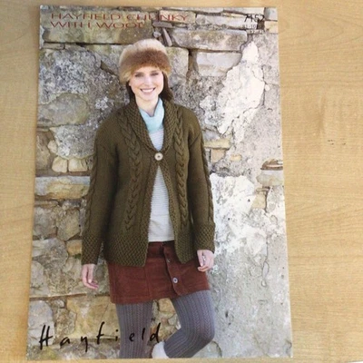 Hayfield Chunky With Wool Cable Jacket Knitting Pattern Sizes 32-42” 7152 - Image 1 of 3