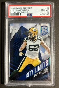 2015 Spectra City Limits Blue /49 Case Hit Clay Matthews PSA 10 Gem Mint - Picture 1 of 3