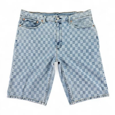 Pantalones Cortos Vaqueros Levis Para Hombres Estampado a Cuadros Azul Talla 38 Años 90 RARO Foto 1 de 4