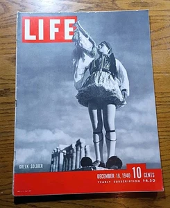 LIFE MAGAZINE Dec 16, 1940 ~ WW2, Child War Refugees, Greek Soldier ~ L009 - Picture 1 of 8