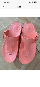 FITFLOP iQushion Pearlized Adjustable Buckle Flip Flops. Rosy Coral. Size Uk 5 - Picture 1 of 3