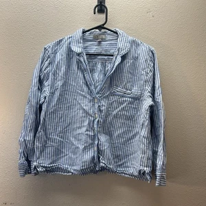 J.Crew Leinenmischung Streifen Pyjama Oberteil Knopfleiste Gr. XS Knopfleiste leise Luxus - Bild 1 von 5