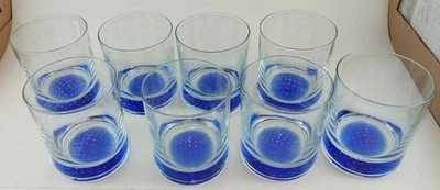 8 AMERICAN ATELIER COBALT BLUE BULLICANTE CONTROLLED BUBBLE ROCKS GLASSES - Image 1 of 4