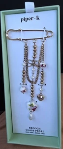 Piper K Brooch Glass Pearl Lead Safe Nickel Free - Picture 1 of 2
