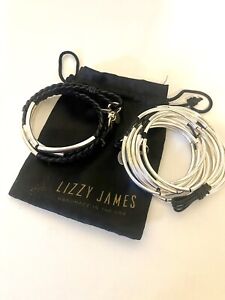 TWO Lizzy James Mini Addison Braided Wrap Bracelet in Silver Classic...See pics