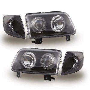 headlights for VW POLO 6N2 1999 2000 2001 angel eyes black LHD RHD - Picture 1 of 8