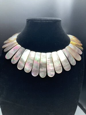 Ожерелье с бахромой из абалона двустороннее универсальное изделие застежка-переключатель 16,5 дюйма 133 г - Изображение 1 из 4