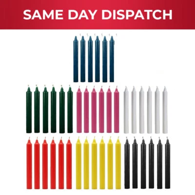 25 x Unscented Tapered Dinner Candles Paraffin Wax Long Burning Candle 190 mm - Image 1 of 4