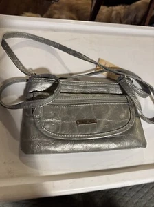 MultiSac Tasche Metallic Silber Grau Pebbled Leder - Bild 1 von 7
