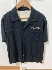 THE FLAT HEAD Bowling Shirt Black Rayon Size 34 Used From Japan - Picture 1 of 5