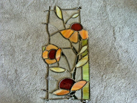 AS IS STAINED GLASS WINDOW PART w CRACKS & LOSSES Antique c1900 #2 Cover