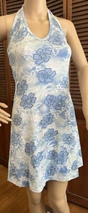Ocean Drive Halter Top Stretchy Dress Large Blue Hawaiian Print New W/Tags - Picture 1 of 8