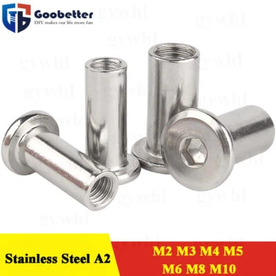 Edelstahl A2 VA Hülsenmuttern Flachkopf Geschlossen Mit Innensechskant Muttern - Bild 1 von 4