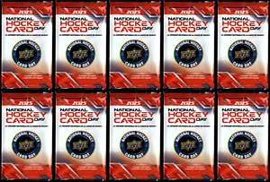π₯ 2025 UD NATIONAL HOCKEY CARD DAY 10 HOCKEY CARD WAX PACKS Inserts Rookie New - Picture 1 of 1