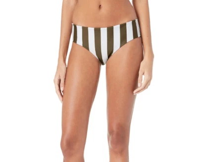 MIKOH SWIMWEAR Cruz Bay Swim Bottom in Retro Stripe Olive L5244 Size M - Image 1 of 2