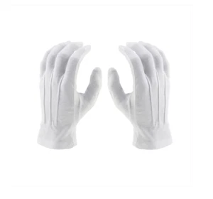 White Cotton Gloves -  Uniform, Parade, Military, Santa Gloves -up to size 2XL - Picture 1 of 9