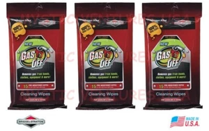 PAQUETE DE 3 unidades 15 - Toallitas de limpieza Briggs & Stratton® Gas Off™ - HECHAS EN EE. UU. - Imagen 1 de 3