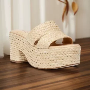 Wild Pair Womens Niftyy Woven Espadrille Sandals Natural Raffia Size 8.5M NIB - Picture 1 of 4