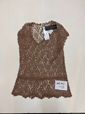 MARKS & SPENCER Brown Hand Crocheted Tunic Top UK 20 Plus (exp80)