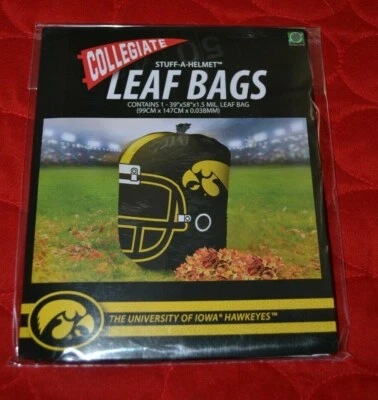 Leaf Bag NCAA Iowa Hawkeyes Helmet - Autumn Fall Yard Decoration 39" x 58" - Image 1 of 2