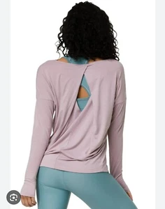 Onzie Flow Hot Yoga Diamond Back Pink Long Sleeve Top Womens Shirt Sz S - Picture 1 of 8