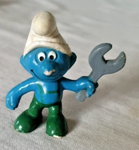 Vintage Schleich Peyo Smurf with Wrench 1979 B #20012 - Picture 1 of 5