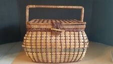 Wicker Woven Sewing Box Basket Pin Cushion lid- lined- insert tray- stocked!
