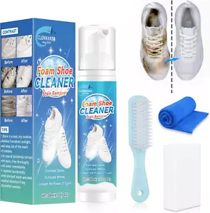 White Shoe Cleaner, 6.76 Oz Shoe Cleaning Kit with Brush and Towel, Sneaker Clea - Picture 1 of 12