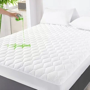 Waterproof Mattress Protector Bamboo Cotton Mattress Cover Fitted Cover All Size - Picture 1 of 12