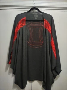 Marvel.Com Gray And Red Lace Open cardigan sweater Shrug Cape size 2x~EUC~ - Picture 1 of 7