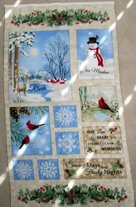 1 Pretty Flannel "Winter Memories" Cotton Quilting/Wallhanging Fabric Panel  - Picture 1 of 3