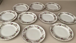 VINTAGE CREATIVE JAPAN REGENCY ROSE #2345 FINE CHINA BREAD PLATE SET of 10 - Picture 1 of 5