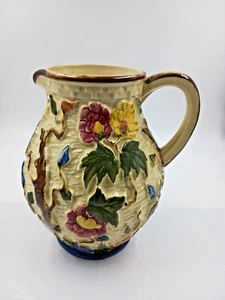 Antique M.J. Woods ~ Burslem England ~ 3D Hand Painted INDIAN TREE ~ Majolica - Picture 1 of 6