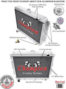 Radiador KR Champion de aluminio de 4 filas para Dodge Challenger 1970-1974 - Imagen 1 de 7