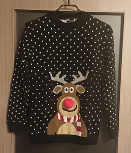Sapphire, Weihnachtspullover, Damen, Rentier, Bommel, Gr. XS, schwarz - Bild 1 von 4