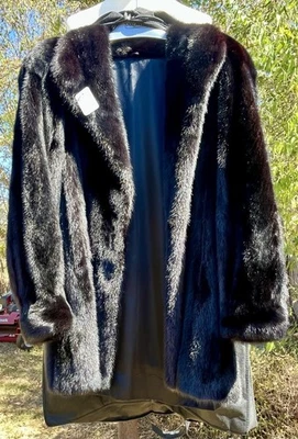 Mink Coat Sakowitz Genuine Fur with Satin Lining, Size Medium - Image 1 of 4