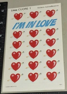 Vintage Stickers Spanish Linea Cuore 1 Im In Love Hearts 1 Sheet - Picture 1 of 6