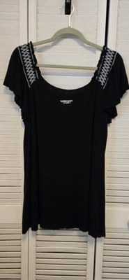 Torrid 2 Super Soft Slub Jersey  Black Stretch Flutter Short Sleeve GUC - Image 1 of 4