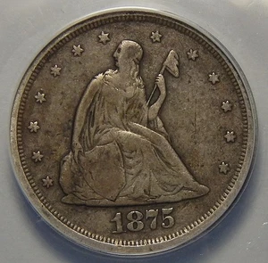 1875-S ANACS F15 SEATED LIBERTY TWENTY CENTS - Picture 1 of 4