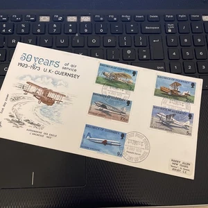 Guernsey MERCURY First Day Cover FDC  1973 FDC 50 YEARS OF AIR SERVICE - Picture 1 of 3