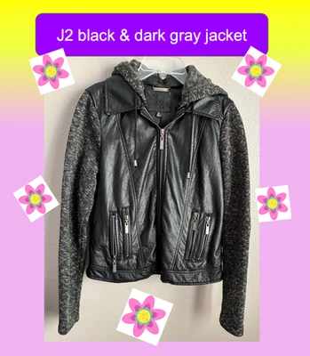 🔴 J2 Mujer Pequeña Chaqueta de Cuero Sintético Negra Bolsillos con Cremallera Capucha Extraíble Abrigo Bombardero Foto 1 de 4