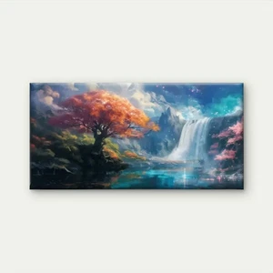 Waterfalls And Trees Wall Art Canvas Office Home Room Unframed 120x60cm - Foto 1 di 2