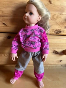 Kleidung/Schlafanzug für Götz Hannah 46-50 cm(große Stehpuppe), Affe pink - Bild 1 von 2