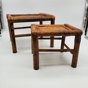 Vintage Bamboo Plant Stands Nesting Bamboo Rattan Chinese