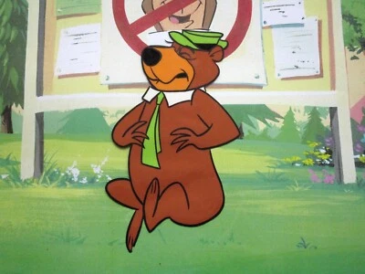 1960's YOGI BEAR hat tie park billboard HANNA-BARBERA ORIGINAL PRODUCTION CEL - Image 1 of 4