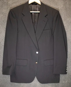 Vintage Burberry’s Sport Coat 2 Button 41R Black Silver Buttons Wool Jacket USA - Picture 1 of 8
